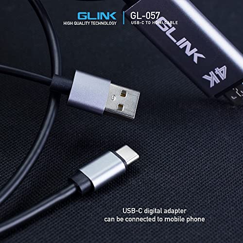 Image of G-Link GL057 USB 3.1 Type C to HDMI 1080P HDTV Mirroring & Charging Cable, Digital AV Video Adapter for Android Smartphone to TV, Projector, Monitor Upto 4K UHD (1.8 MTR /6FT) Black