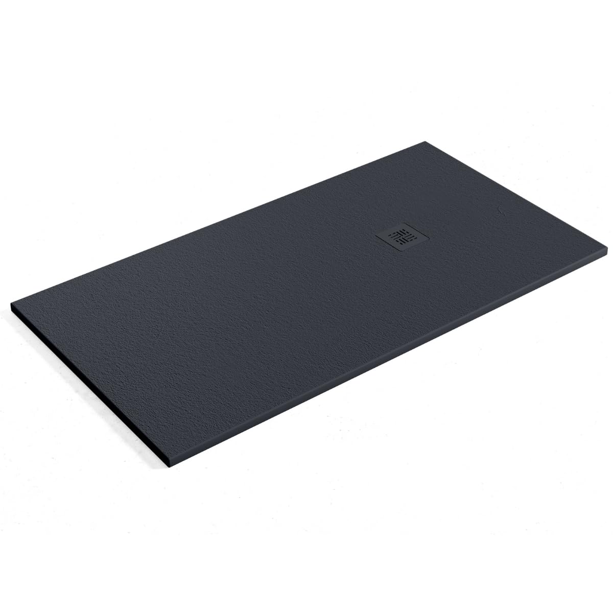 Plato de Ducha de Resina Extraplano Antideslizante | Valvula y Rejilla Negro | Negro | 90 X 160