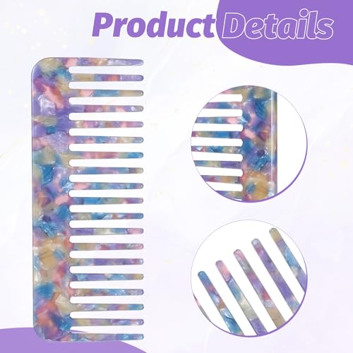 2PCS Peines de Dientes Anchos de Acetato Violeta miniatura 6