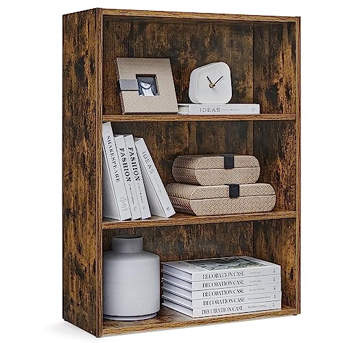 VASAGLE CUSTOS Collection - Bookshelf, 3-Tier Bookcase, Book Shelf, Open Storage Shelf, 9.4 x 23.6 x 32 Inches, for Living Room, Home Office, Dinning Room, Rustic Brown ULBC163X01 1 Pack 3 T