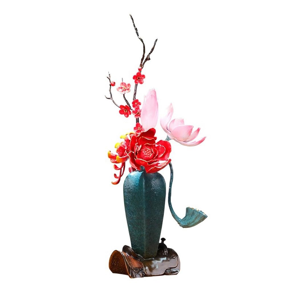 GLETSF Brass Decor Creative Brass Vase Entrance Ornament Handicraft Copper Sculpture Decoration TV Cabinet Bogu Shelf Home Decoration Statues For Home Decor,37cm