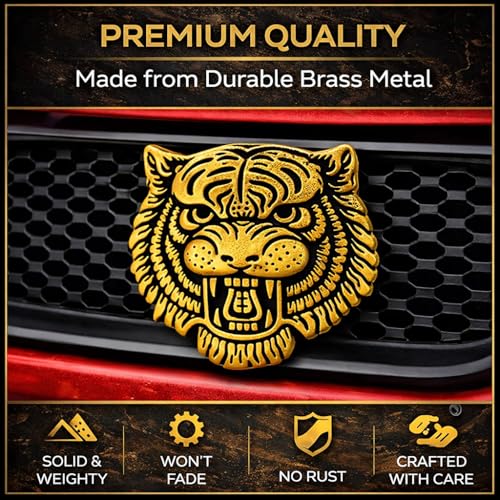 Image of JVCV 3D Metal Tiger Sticker Chrome Logo Decal Emblem Badge for All Cars Bikes Laptops Headphones Helmets Home Office Accessory (Tiger, Gold)
