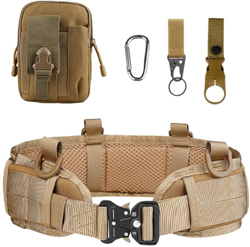 Cinturón Táctico Para Hombre Con Riñonera, Cinturón De Seguridad Utilitario De Estilo Militar, Cinturón De Lona De Nailon Resistente Con Ganchos Y Hebilla De Liberación Rápida,Caza, Acampada B