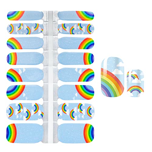 Silpecwee 5 Sheets Rainbow Nail Wraps For Women Nail Polish Strips Self Adhesive Nail Polish Stickers Gel Nail Strips Stick On Nails For Manicure Design With 1Pc Nail File #TOP1