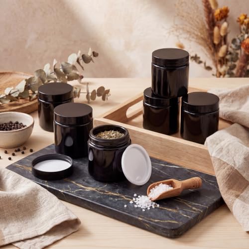 Image of Norme 12 Pcs 2.7 oz Glass Jars with Lids Cosmetic Jars, Black