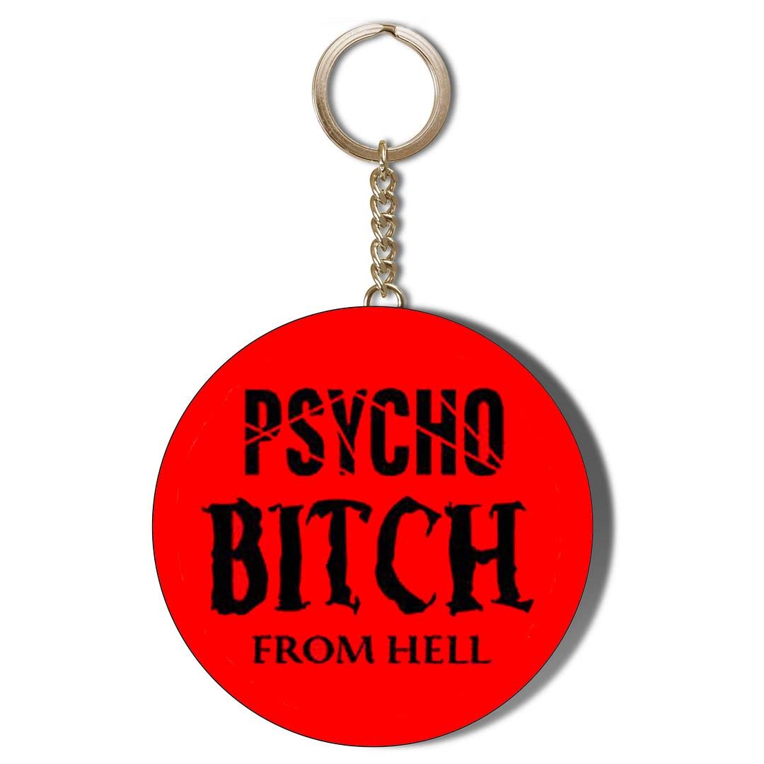 Gift Insanity White Psycho Bitch 58Mm Long Chain Keyring