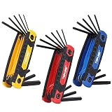 Topline 3-Pack Folding Allen Wrench Set, SAE, Metric, Torx Hex Key Set Included, Portable Allen Key