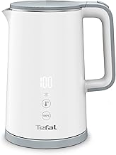 Tefal KO6931 Sense Kettle, 1.5 L Capacity, Digital Display, 5 Temperature Levels, 360° Base, Water Level Indicator, Removable Limescale Filter, 30 Minutes Warming Function, 1800 W, White