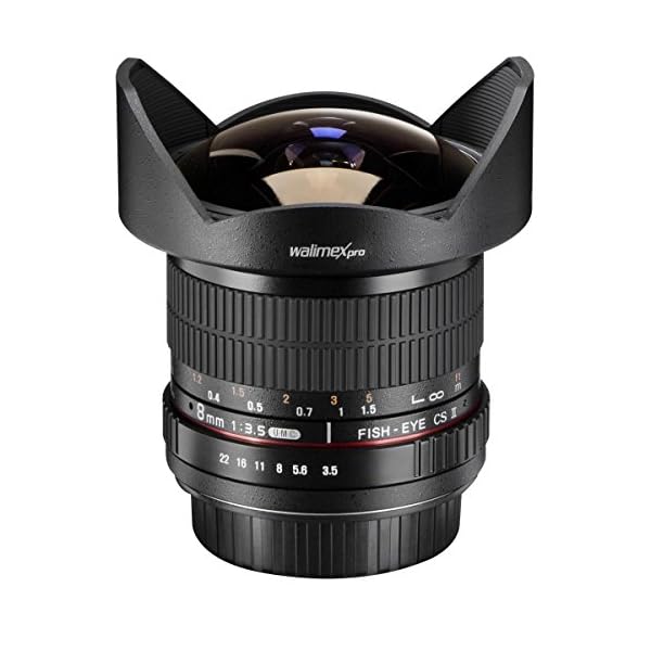 Walimex Pro 8 mm f1:3,5 Festbrennweite manueller Fokus Ultraweitwinkelobjektiv (geeignet für Canon EF Mount Kamera Objektiv für Systemkamera Canon EOS 1200D 5D 80D 1D Mark II N 1D Mark III) – Bild 3