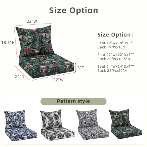 Image of Favoyard Outdoor Deep Seat Patio Cushions Set, 24 inch x 24 inch, Rainproof, Garden