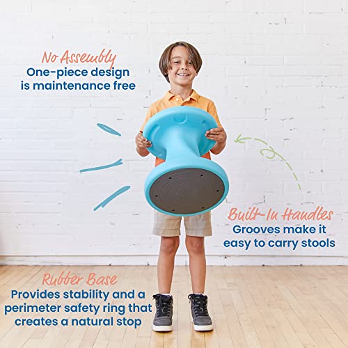 Image of ECR4Kids Twist Active Wobble Stool, 14in Seat Height, Classroom Furniture, Cyan