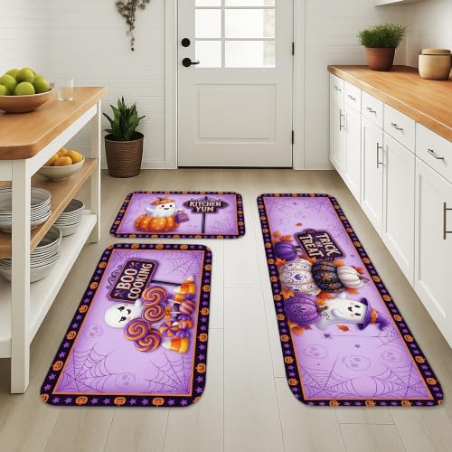 Tapete de cocina suave de calabazas juego de 3 piezas violeta 4