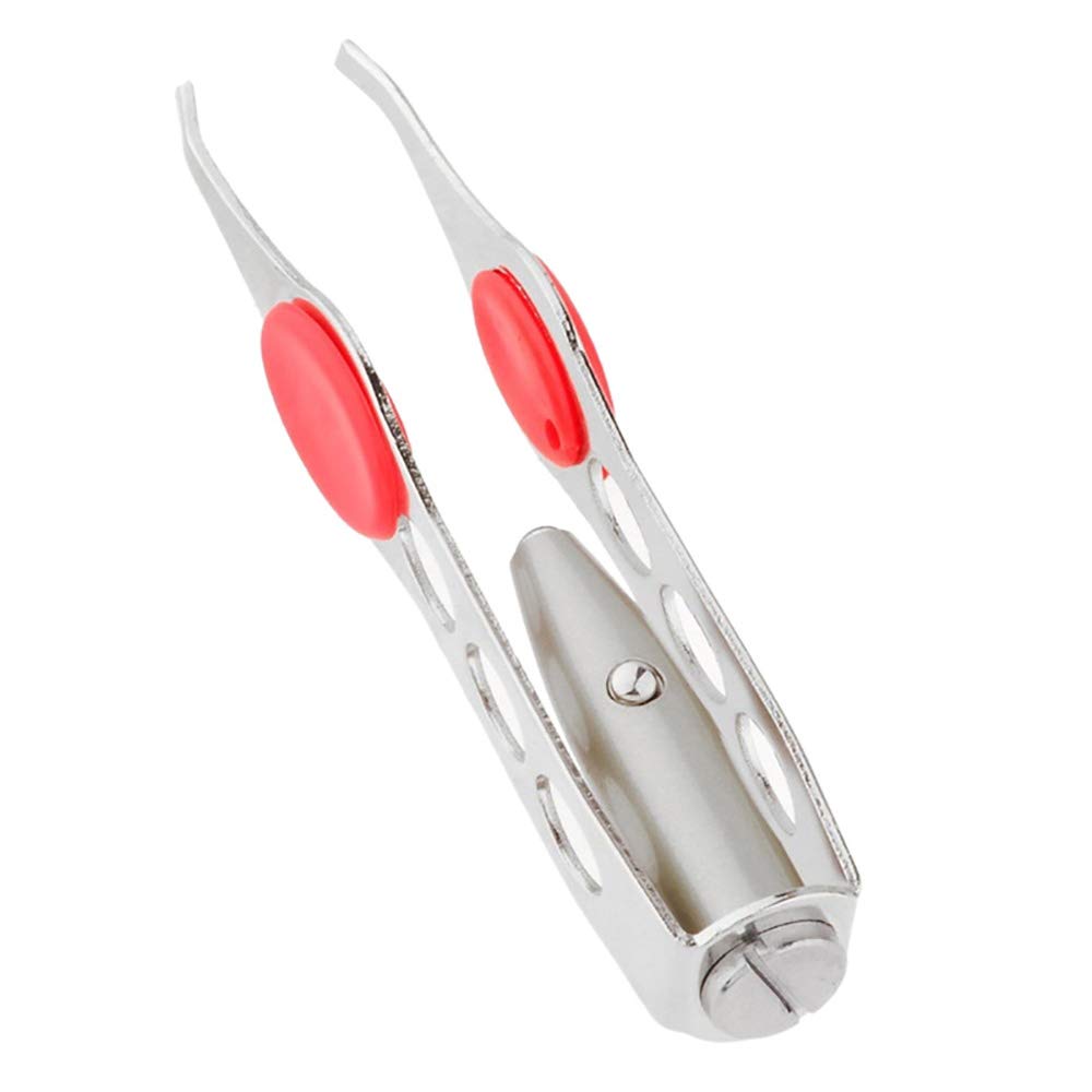 SagaSave Eyebrow Tweezer with LED Light Stainless Steel Eyebrow Clip Eyebrow Hair Removal Makeup Tool for Men and Women