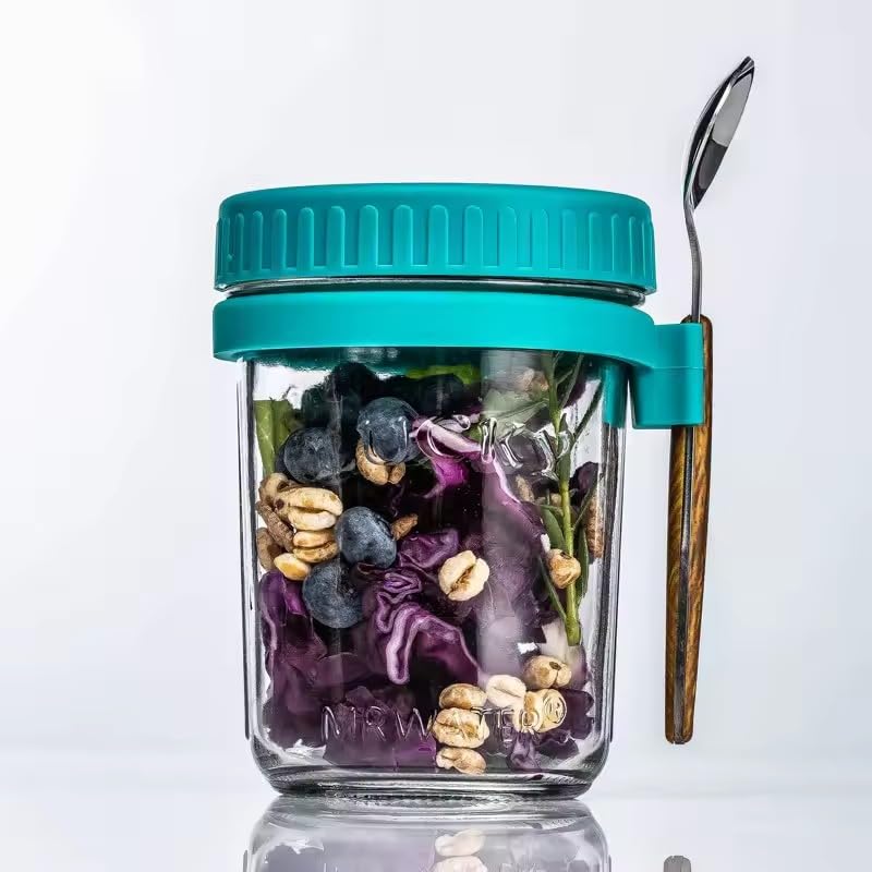 Boxoza Oats Jars with Lid and Spoon Set of 1,10 oz Large Capacity Airtight Oatmeal Container with Measurement Marks, Mason Jars with Lid for Cereal On The Go Container (B0D91XGDXV) Amazon Price History, Amazon Price Tracker