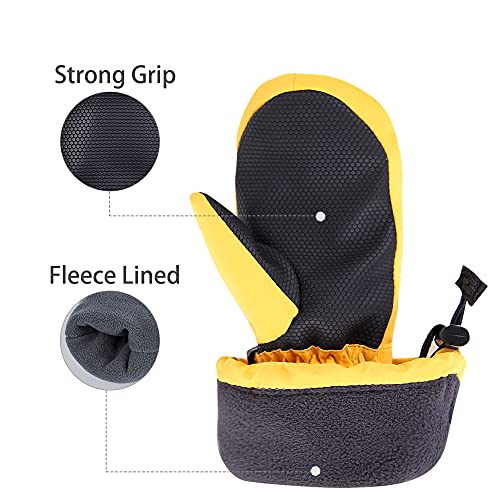 Ami&Li Tots Snow Ski Winter Mitten Gloves Waterproof For Baby Kids Toddler Boys Girls Warm Sherpa Fleece Lined With Long Cuff #TOP2