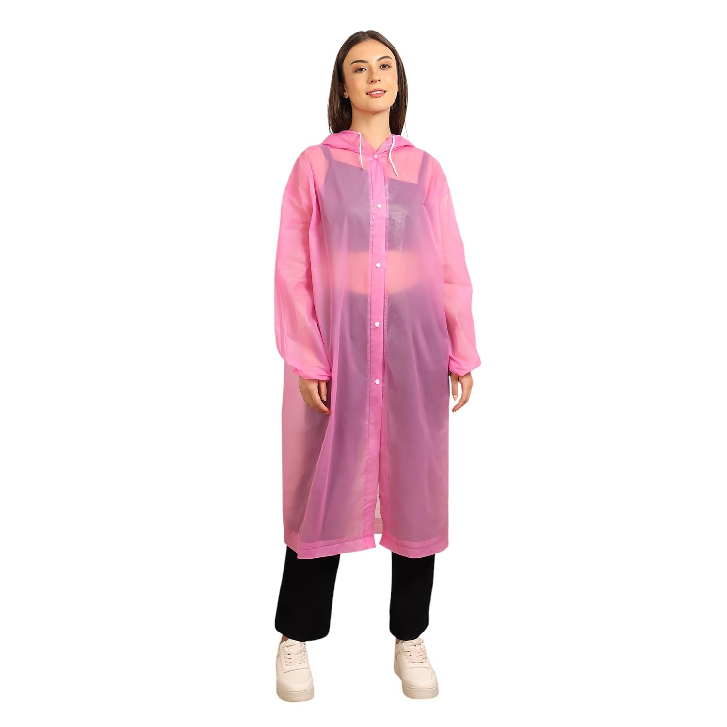 Citizen Eco-Friendly EVA Poncho Raincoat for Men & Women, Lightweight Waterproof Coat with Hood, Adjustable Drawstring, Button Closure Outdoor Rainwear