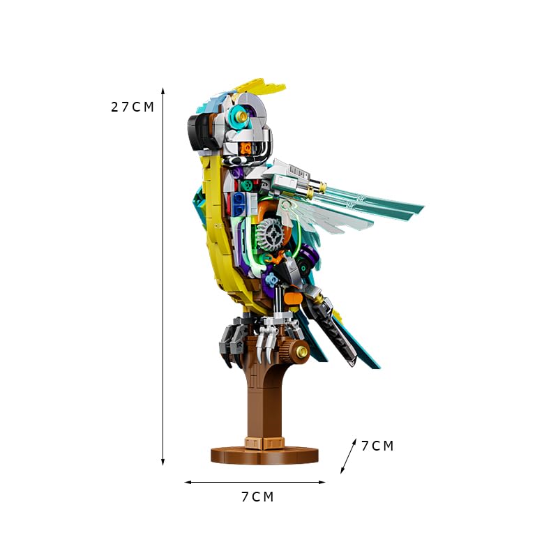 Image of SKY LINE OCEAN Finger Rock Creator Parrot Building Set - 688 PCS Creative Bird Animal Model Kit with Stand, Compatible Brick Construction Toy, Collectible Display Gift for Kids Teens & Adults Ages 14+