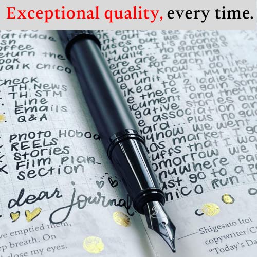 Image of Ellington Pens 24 Black Fountain Pen Ink Refills - 24 Pack International Standard Size Cartridges - Ink for Fountain Pens - Premium Quality & Non-Toxic, Long-Lasting & Waterproof, Dries Quickly