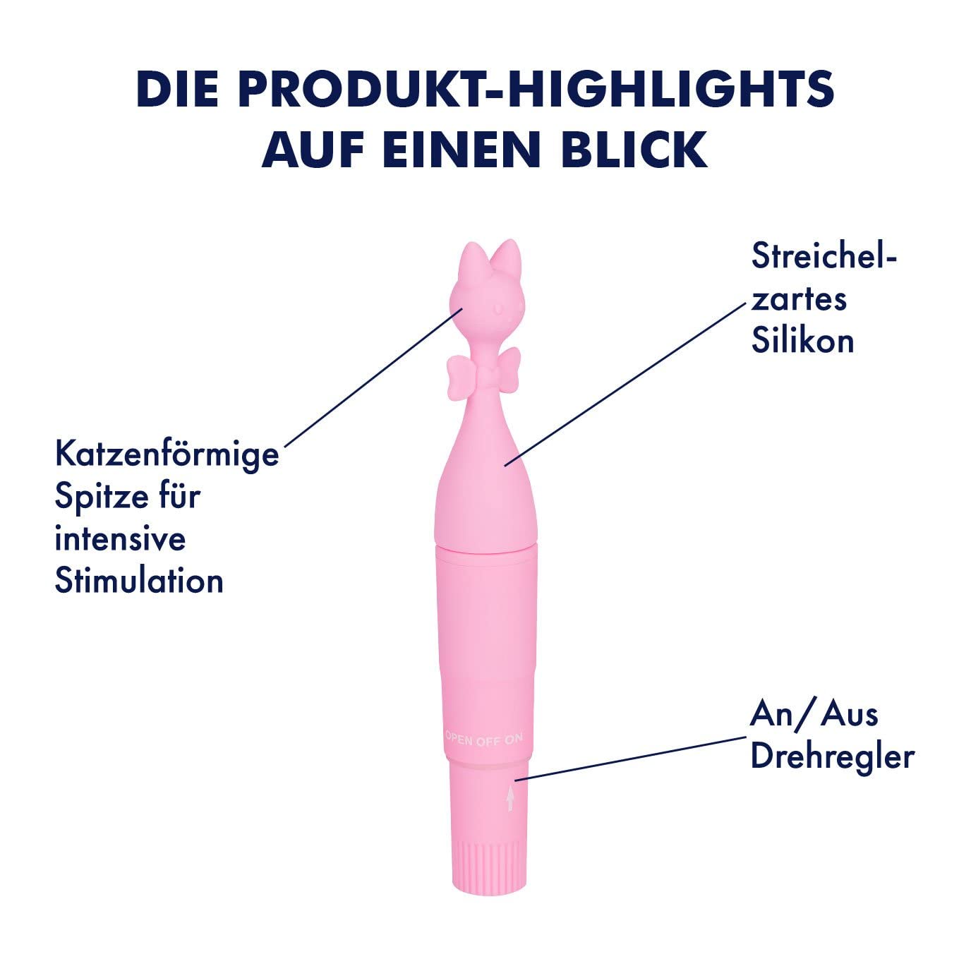 EIS, vibratore, 'vibratore a forma di gatto, 16,3 cm', impermeabile, con impugnatura, silicone delicato sulla pelle