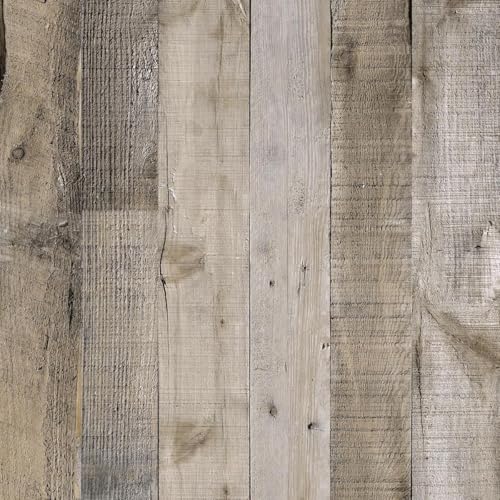 AMIGO Tavole di Legno Autoadesivo Carta da Parati Marrone e Grigio Adesivo Murale Rimovibile Staccare e Attaccare Carta a Contatto Plastica Adesiva Rivestimento Murale per Cucina Tavolo 44,5x500cm
