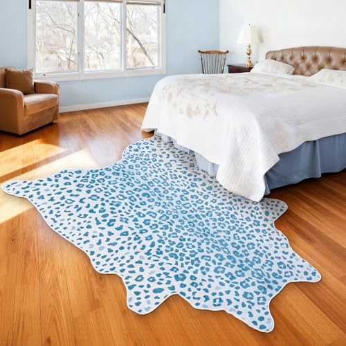 Tapete Leopardo estampado azul 198x158 cm miniatura 4
