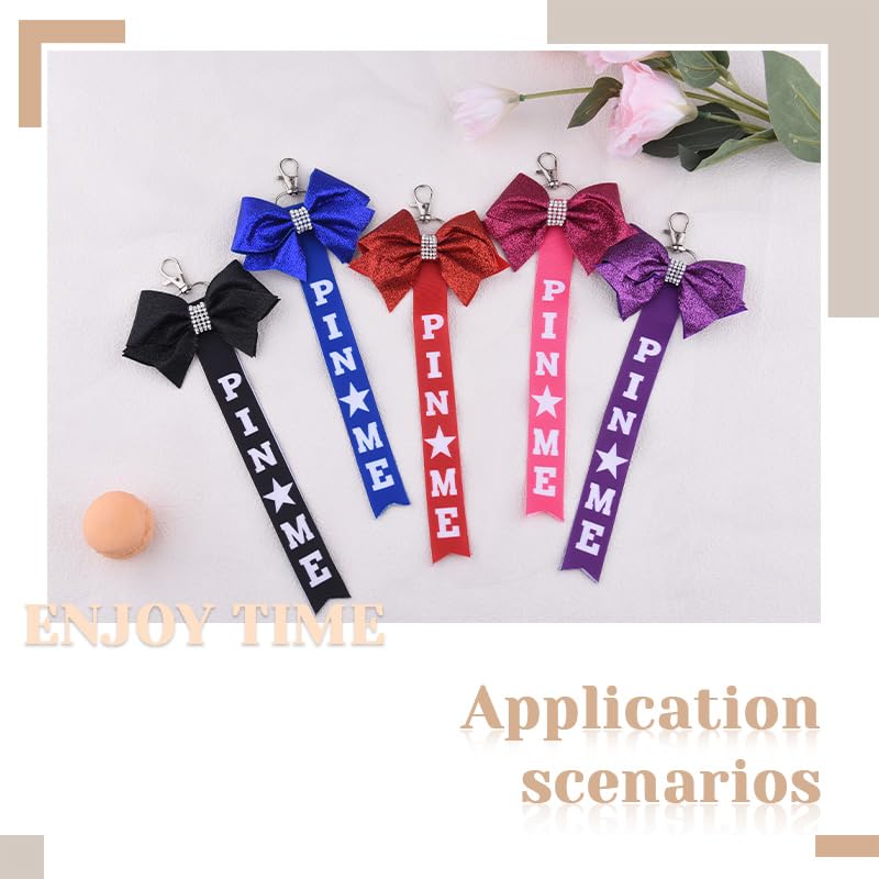 Pin Me Cheer Bows Ribbon Keychain for Cheerleaders Cheerleading Gift for Toddler Girl Pin Keychain with Bow3