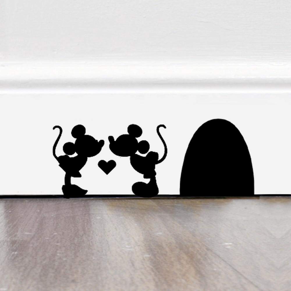 Mouse Hole Decals - Jaq and Gus Mice with Heart Sticker Cartoon Cute Mouse Holes Wall Decals