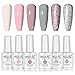 ROSALIND 15ML Smalto Semipermanente Glitter e Pastello,6pcs Set Gel Colori Unghie Nudo per Manicure Smalti Semipermanente