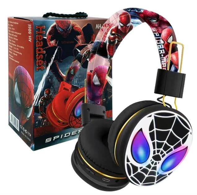 ADC Enterprises Spider Cartoon Wireless Bluetooth Headphones for Kids | Foldable Over-Ear Headset | Rechargeable Stereo Sound | Superhero Design (Red)-picture-23