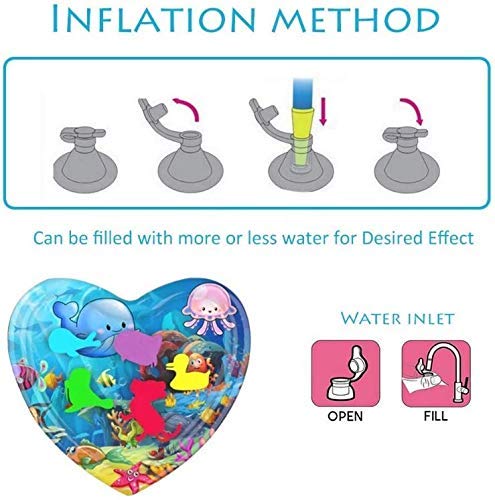 Image of Bilvina Heart Shape Baby Inflatable Patted Water Play Pad Cushion for Kids | Multi Color | Pack of 1