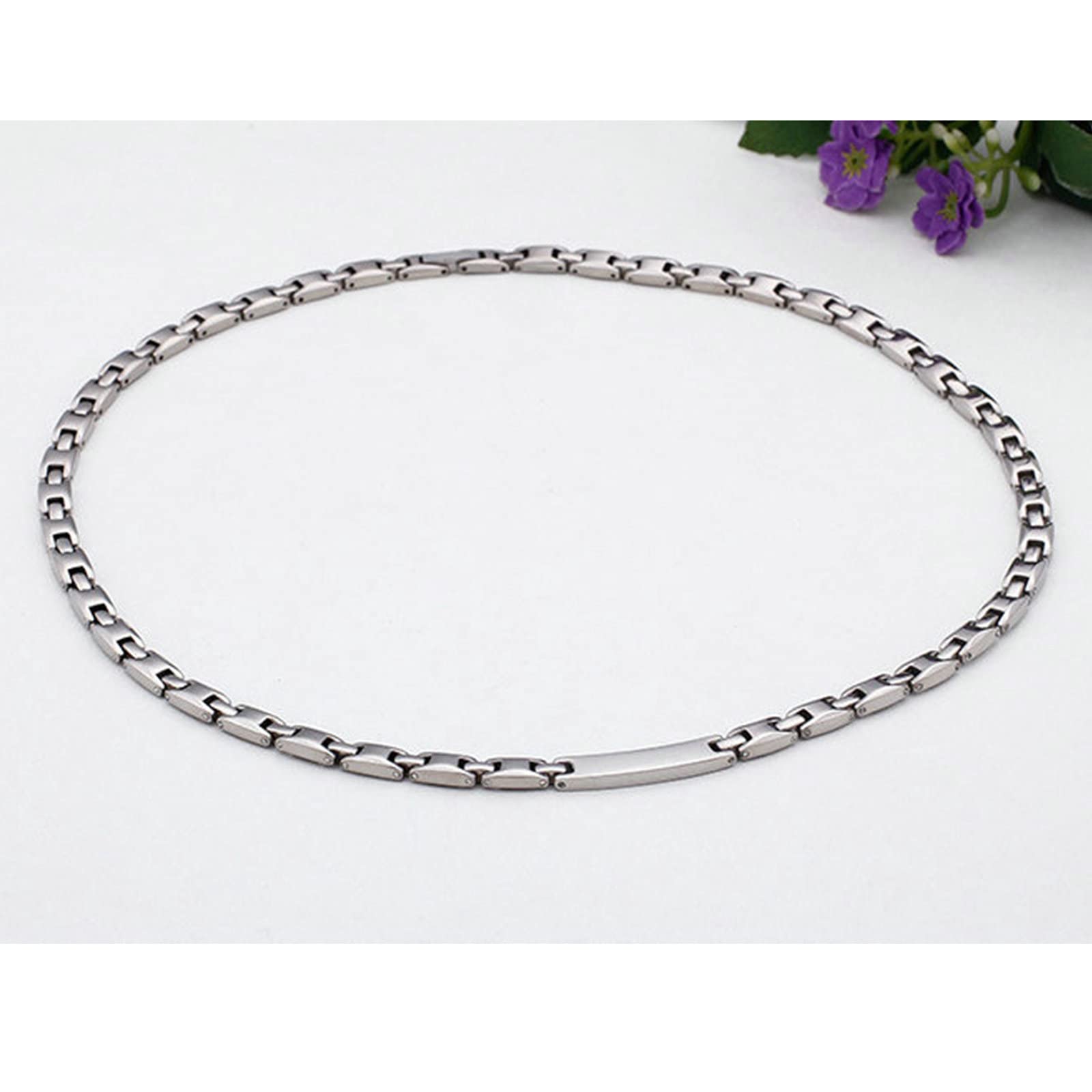 Beydodo Hip Hop Kette Herren 50CM ohne Anhänger, 6-7MM Gliederkette mit Stein Halskette Edelstahl Freundschaftskette Silber Rosegold