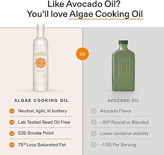 Algae Cooking Club Chef-Grade 100% Algae Cooking Oil - Avocado Oil Alternative - 535°F High Smoke Point - Omega-9 Rich, Neutral Buttery Flavor - Seed Oil-Free - For Searing, Baking, Frying (16 fl oz)