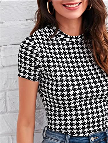 Image of Dream Beauty Fashion Casual Polyester Blend High Neck and Short Sleeves Stylish Printed Top (23 inch Inches)