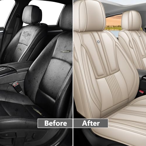Image of Custom Car Seat Covers for Chevy Blazer 2019-2026,Easy Install,Beige | nappa leather seat protector,full coverage seat covers,all weather seat cover,waterproof,anti-slip,easy clean,2 seat Standard