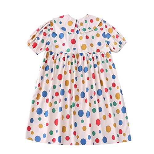 Vintage Puff Sleeve Dress Teen Girls Polka Dot Print Peter Pan Collar Empire Waist Babydoll Dress for Summer3