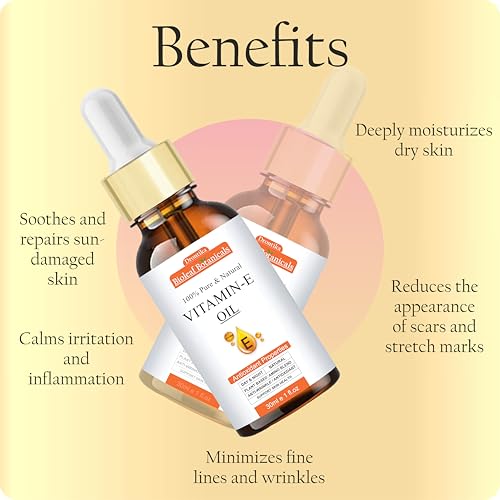 Image of BioLeaf Botanicals 100% Pure & Organic Vit. E Oil - Best Oil For Face, Body and Nail - Enriched Veg Vitamin E Source - For Nourish Your Face and Repair Damaged Skin -Pack of 2 (60ml.)