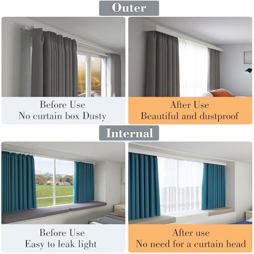 Curtain Track System,Heavy Duty Grey Ceiling Curtain Track & Rod Cover Box, 9m/29.5ft, Stylish Cornice Board for Windows, Enhances Room Aesthetics & Decor