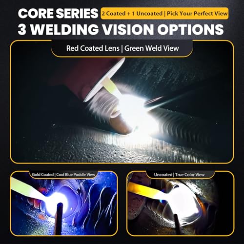 Image of Core Series Red Shade 9 Auto Darkening Welding Lens 2 inchx4 1 /4 inch, Slim 0.2 inch Welding Lens with Teal Clarity View for Pancake & Sugar Scoop Welding Hoods
