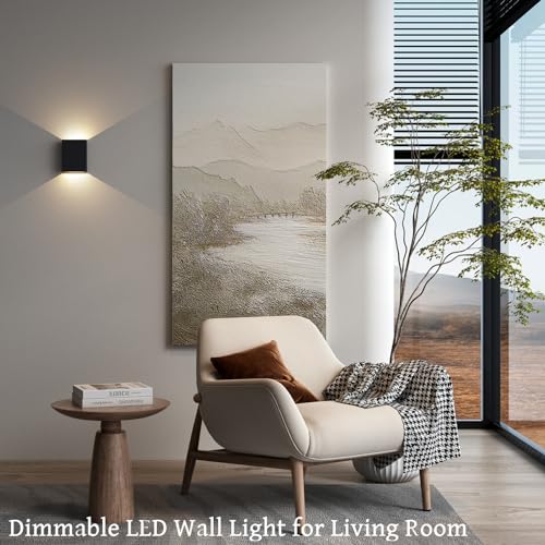 Image of Up and Down Wall Lights for Bedroom LED Wall Lights, 6.3'' Mordern Porch Light, IP65 Waterproof Wall Lamp 10%-100% Dimmable, 120-277V, 15.5W 3000K CRI90+ (Black)
