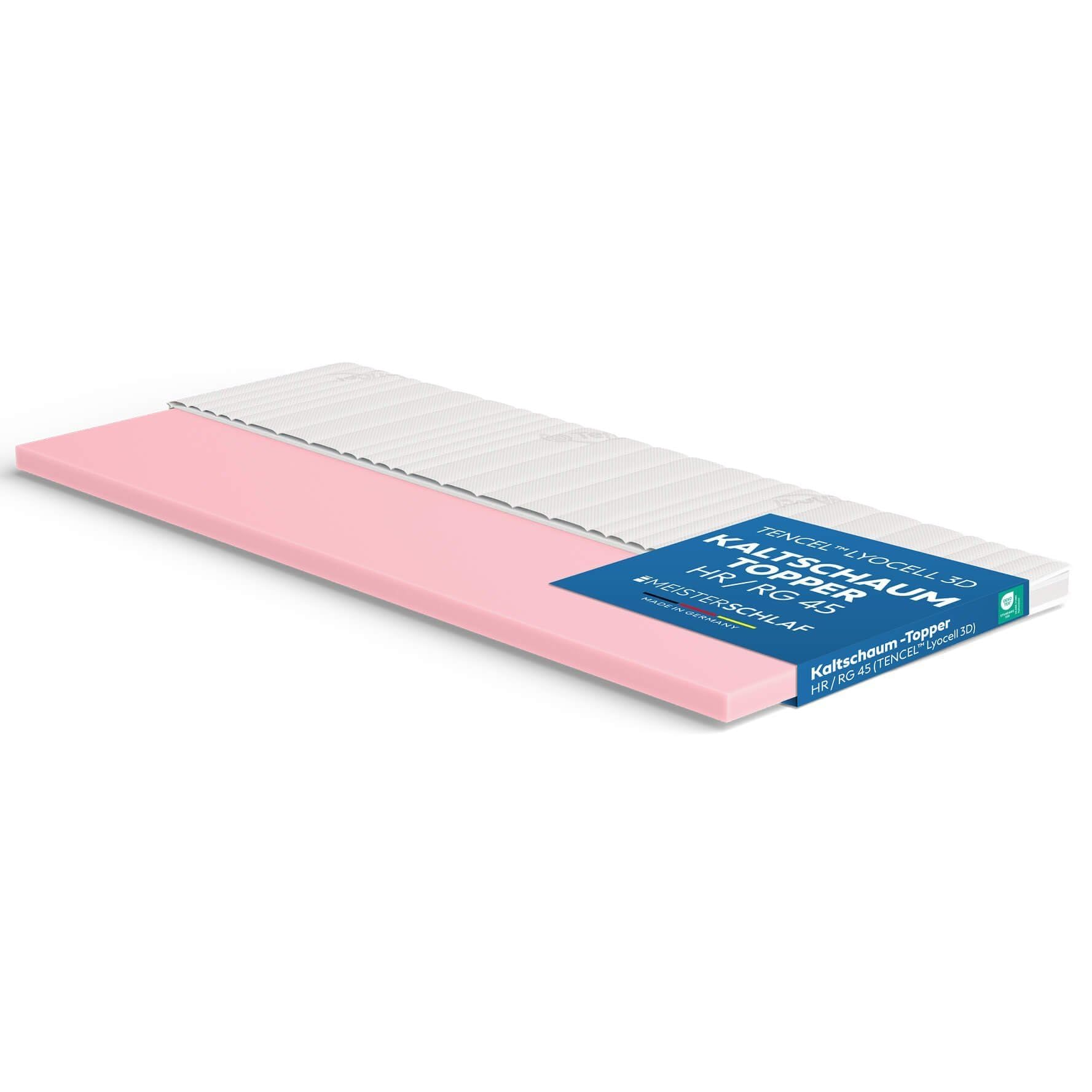 Topper de espuma fría, Cubre Colchon, Forro de Colchon 70 x 170 cm (ancho x largo), Tencel 3D, mediana, altura 7 cm, OEKOTEX, RG 45 kg/m³, fabricado en Alemania