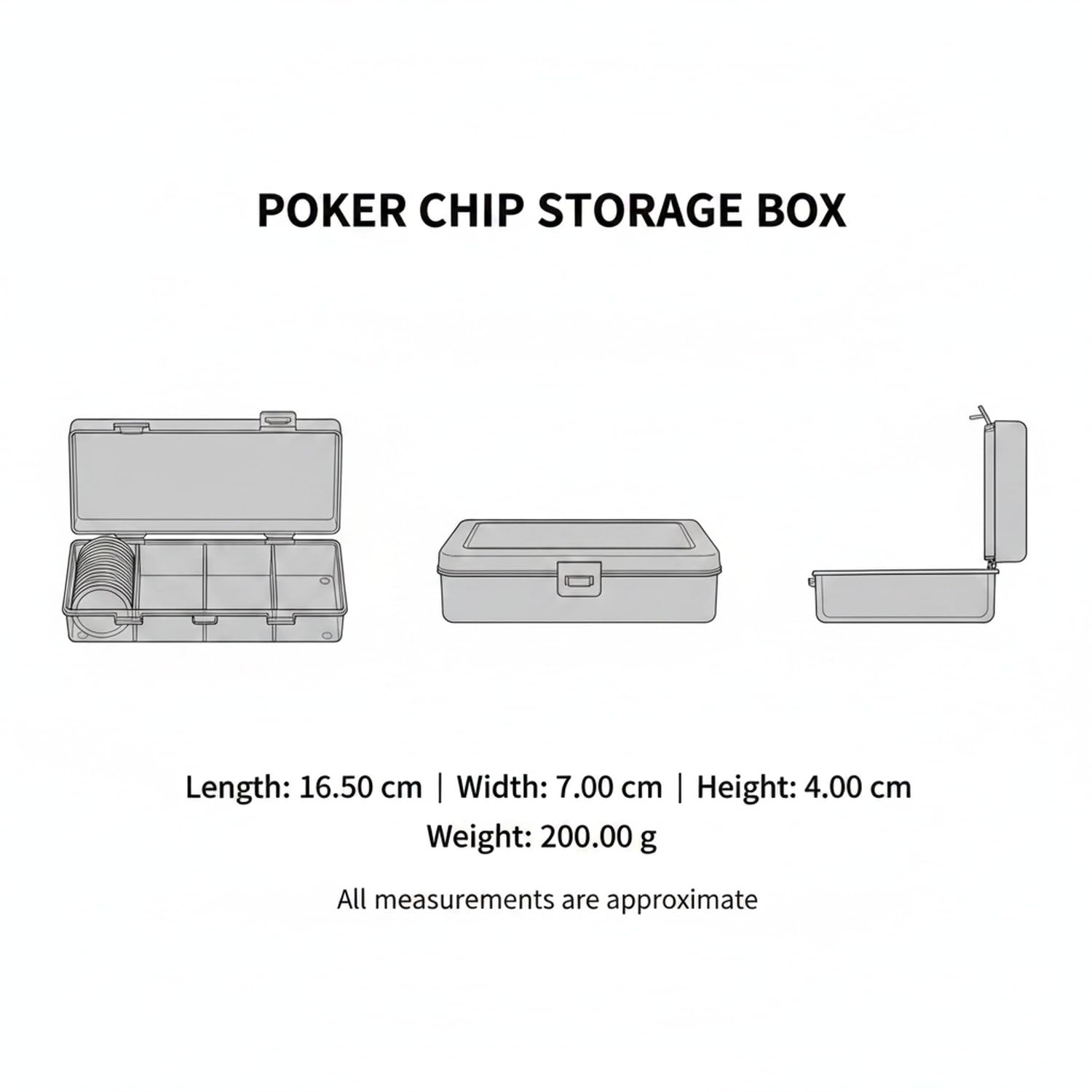 Caja de almacenamiento para fichas de póquer y cartas, caja de plástico PP transparente duradera con tapa, ideal para organizar fichas de juego de mesa, 12.5 x 6.5 x 4.5 pulgadas