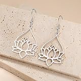 Dreamtimes Flor de loto Pendientes colgantes para mujeres...