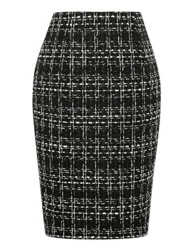 Kinghua Damen Bleistiftrock aus Wolle, kariert, Herbst, Winter, hohe...