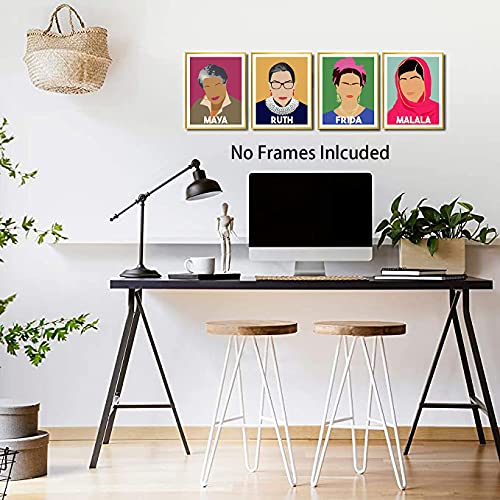 Ruiyan Inspirational Feminist Wall Art Prints, Womens History Month Poster, Abstract Icon Portraits-Girl Power Poster Set, Aesthetic Room Decor For Womens, Set Of 4 (8€X10€), No Frame #TOP2