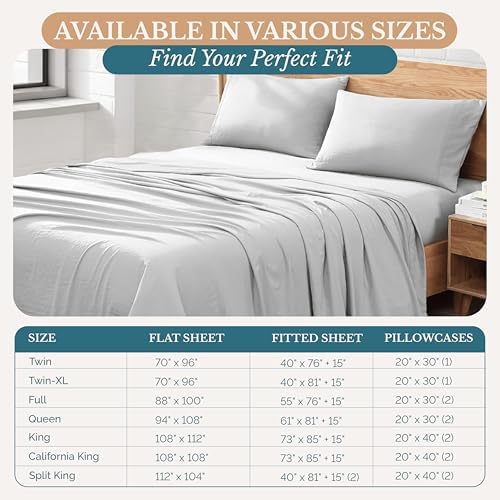 King Sheet Set 4 Piece - Oxygen Washed Ultra Soft Microfiber Sheets - Double Brushed - 15 Inch Deep Pocket - Breathable Cooling Bed Sheets - Oeko-TEX Certified - Hypoallergenic (King, Silver) - 5