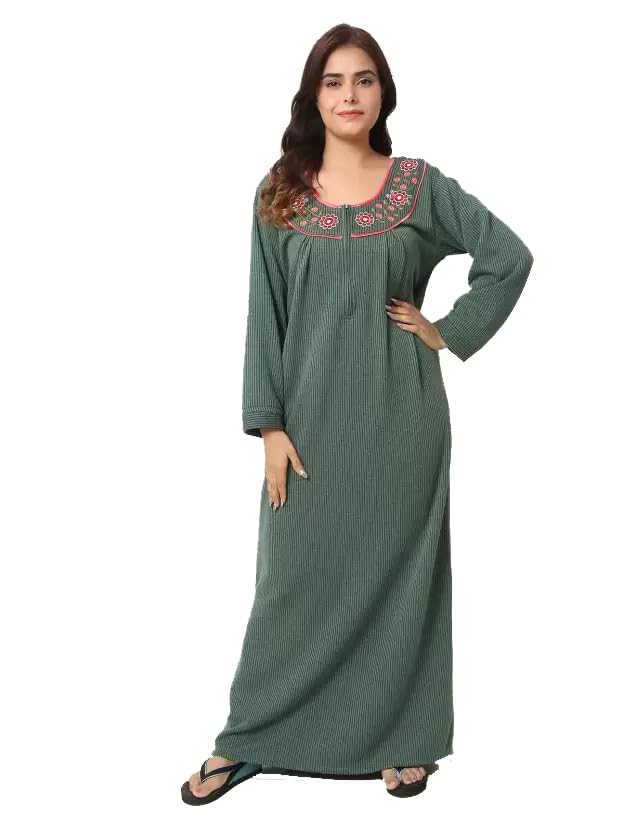 onekbhalo Women's Woolen Winter Maternity Full Sleeve Nighty/Maxi/Night Gown-picture-34