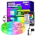 vimeepro 300Ft Outdoor LED Strip Light Waterproof,Music Sync RGB IP68 Led Lights with App/Remote Control,Color Changing Waterproof Exterior Rope Self Adhesive Back,Balcony,Garden?2 Rolls of 150ft?
