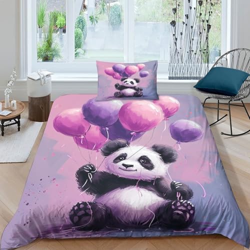Parure de lit Panda 3 pièces housse de couette microfibre 135x200