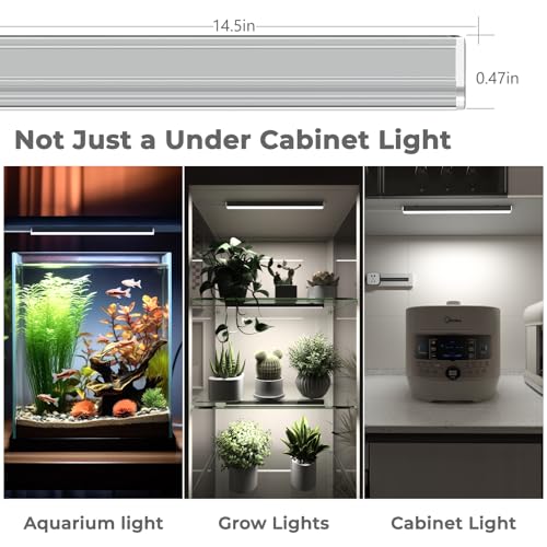 Image of ASOKO 14.5 inch Under Cabinet Lighting Dimmable 3 Colors | ASOKO 14.5 inch Under Cabinet LED Grow Light, 3 Colors Dimmable Plug in Counter Strip for Kitchen Desk