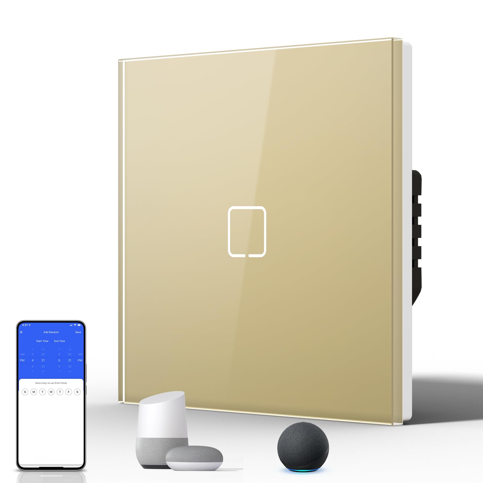 BSEED Interruptor Inteligente WIFI,Interruptores Tactil Con Cristal,Compatible con Alexa,Tuya y Smart Life,Requiere Cable Neutro,2 Gang 1 Vía,86mm Blanco — view 126